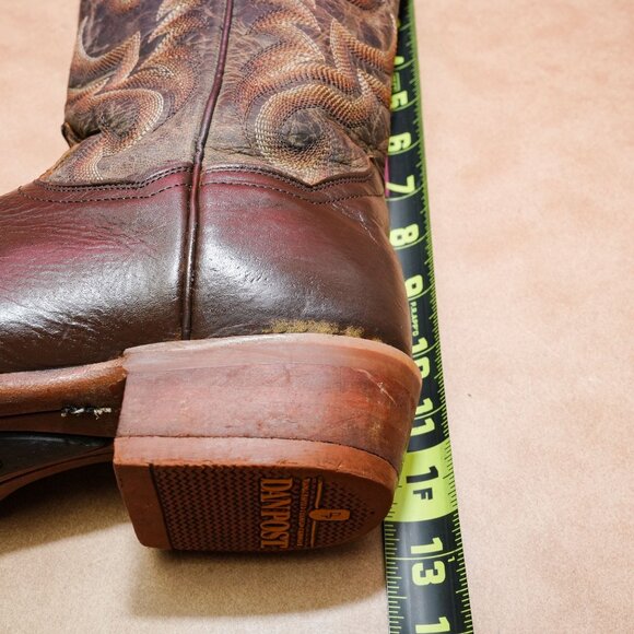Dan Post Men Embroidered Square Toe Pull On Cowboy Mid Calf Boots sz 7.5 - Picture 6 of 9